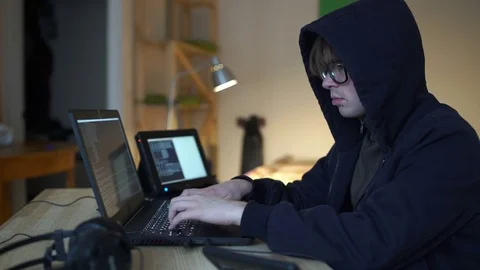 Hacker Virus Attack with laptop Video stock 83143101