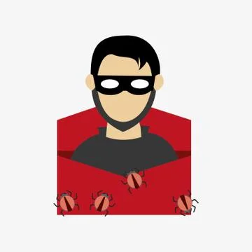 Hacker in virus envelope system security design Stock Illustration