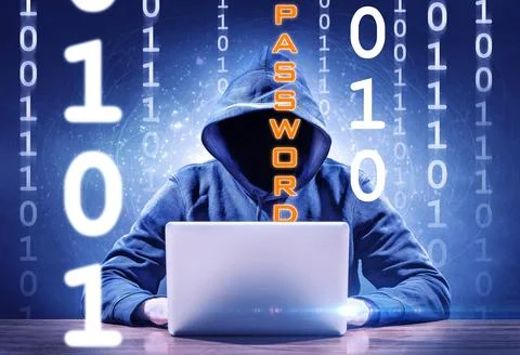 Hacker while stealing a password Stock Photos