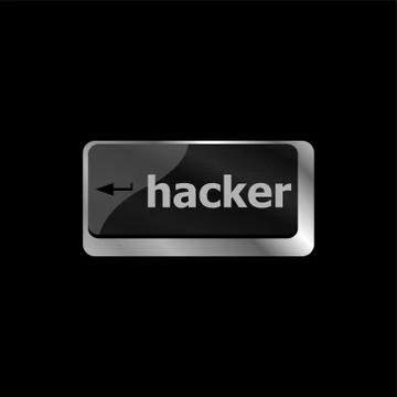 Hacker word on keyboard, attack, internet terrorism concept 스톡 일러스트