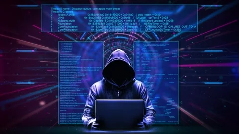 Hacker at Work Deep Dive into Code digital world surrounded by scrolling code Video stock 311677093