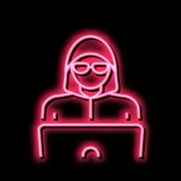 Hacker work at laptop color icon vector illustration Illustrazione stock
