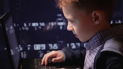 Hacker at work. Lots of digits on the computer screen. 스톡 동영상 74452113