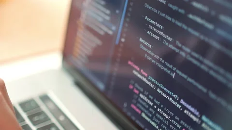 Hacker work online. Coder testing virus security system. freelance man design Stock Footage 131745626