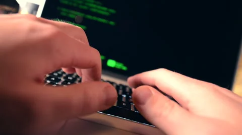 Hacker at Work. Server Hacking Using Laptop Computer. Stock Footage 58718702