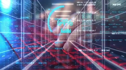 Hacker working on a code on data center background Stock-Footage 252708177