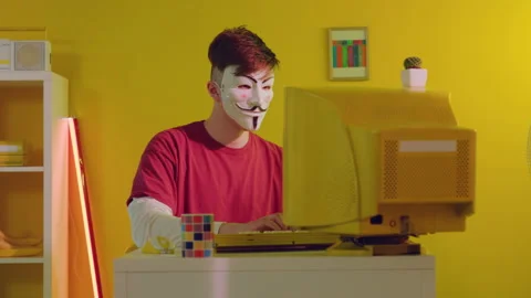 Hacker Is Working at Computer Stock Footage 166114826