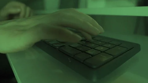 Hacker working, programming on computer keyboard.  Stock Footage 108249507