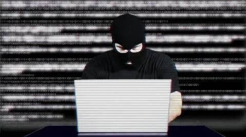 Hacker Working Table Fails Matrix Stock-Footage 20526955