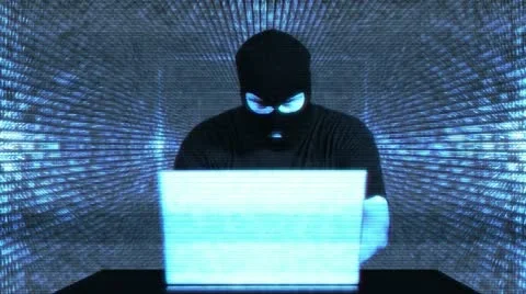 Hacker Working Table Fails Tunnel Matrix Stock-Footage 20527344