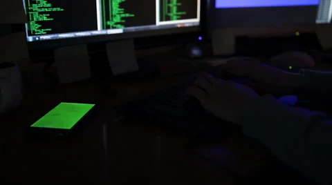 Hacker works at the computer Stock Footage 62606176