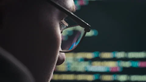 Hacker writes a program close-up Stock-Footage 178866134