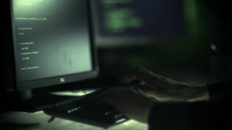 Hacker is Writing Code at Evening Stock Footage 47004427