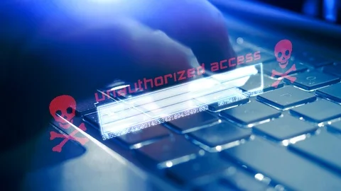 A hacker writing code to get unauthorized access of a computer system and dow Stock-Footage 124704361