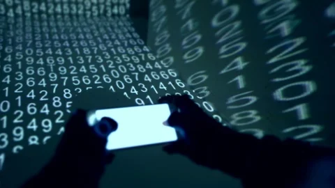 Hacker Writing On Phone Blue  Stock Footage 95667835