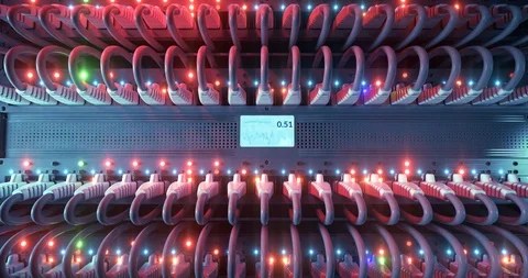 Hackers attack data center IT infrastructure network router alert. 4k UHD Stock Footage 92183807