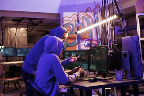 Hackers cracking strong password 写真素材