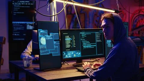 Hackers deploy malware on computers Foto stock