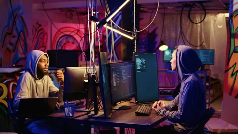 Hackers developing zero day exploit Stock Footage 258621338