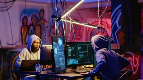Hackers escape after stealing data Video stock 256944462