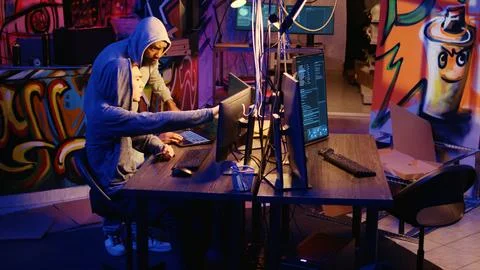 Hackers exploit network vulnerabilities Stock Photos