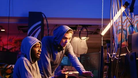 Hackers exploiting network backdoors 스톡 사진