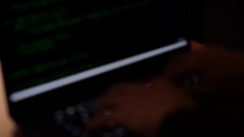 Hacker's Hands Typing Codes On The Keyboard. Hacks Program Code. Rack Stock Footage 124019557