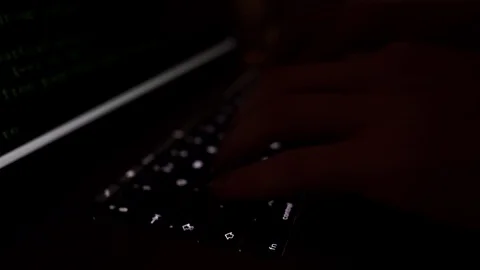 Hacker's Hands Typing Codes On The Keyboard. Hacks Program Code. Rack Stock Footage 124019561