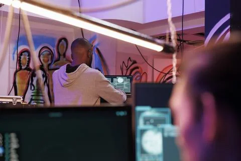 Hackers launching cyberattacks 写真素材