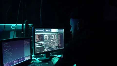 Hackers making cryptocurrency fraud using virus software and computer interface Stock Footage 98903303