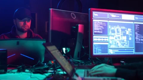 Hackers making cryptocurrency fraud using virus software and computer interface Stock Footage 114364819