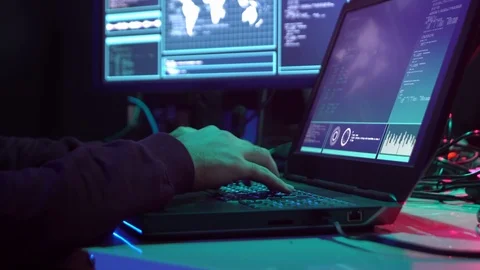 Hackers making cryptocurrency fraud using virus software and computer interface Stock Footage 116779661