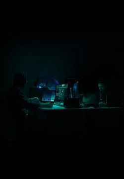 Hackers making cryptocurrency fraud using virus software and computer interface Stock Photos