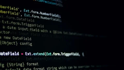 Hackers program code, running on screen. 4K Stock Footage 75568707