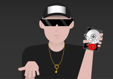 Hackers ransom the data on hard disk encrypted Stock Illustration