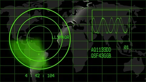 Hacker's screen radar Video stock 123975208