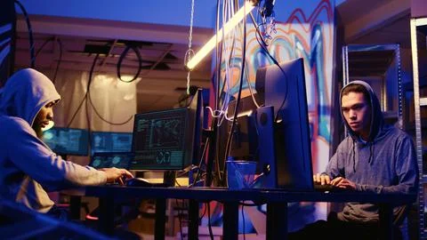 Hackers sneaking malware on computers 스톡 사진