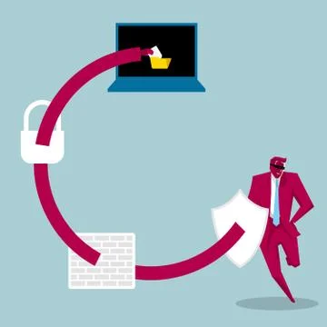 Hackers steal computer data,The background is blue. Stock Illustration