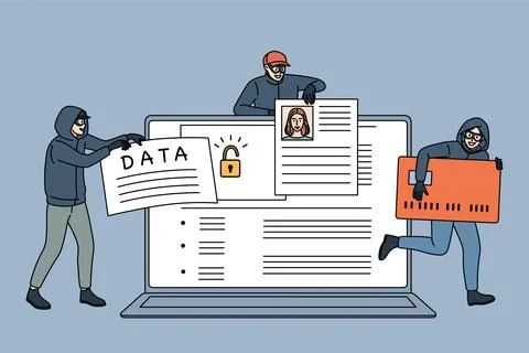 Hackers steal personal information from computer Illustrazione stock