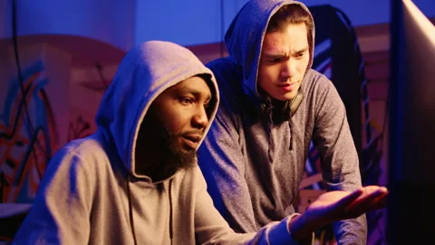 Hackers talking exploits plans Stock Footage 256112875