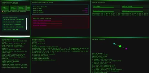 Hacker's Terminal: Cyber Command Center - Elite Security Interface Stock-Footage 299834294
