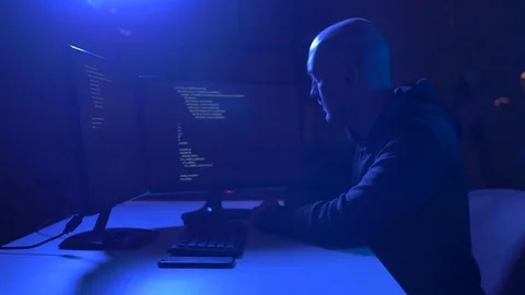 Hackers using computer program for cyber attack Stock Footage 82570305