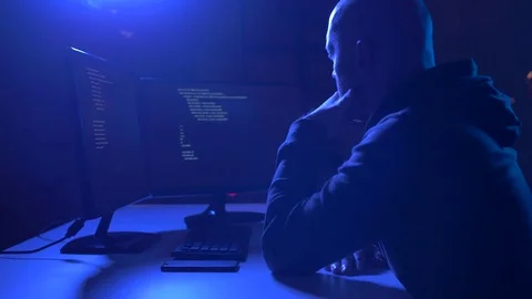 Hackers using computer program for cyber attack Stock Footage 82649693