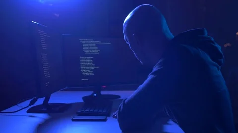 Hackers using computer program for cyber attack Stock Footage 82786395