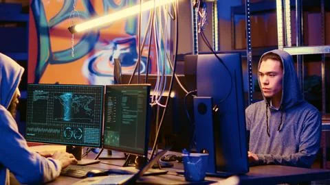 Hackers utilizing bugs and exploits 스톡 사진