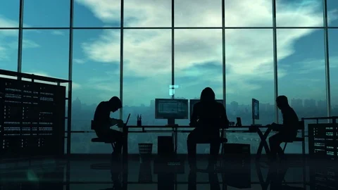 Hackers at work on the blue background Video stock 82227466