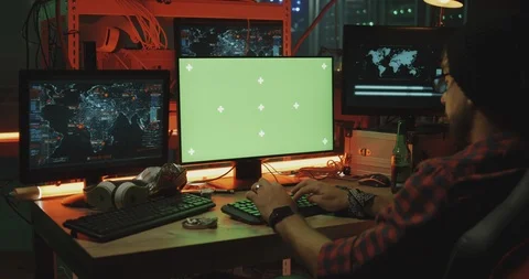 Hackers working at their desks Stock Footage 116170951