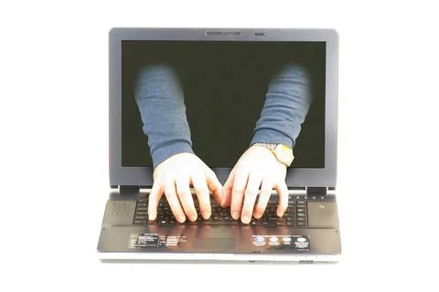 Hacking an account via a laptop. Computer Data Security Stock Photos