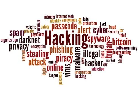 Hacking alert word cloud concept Stock Illustration