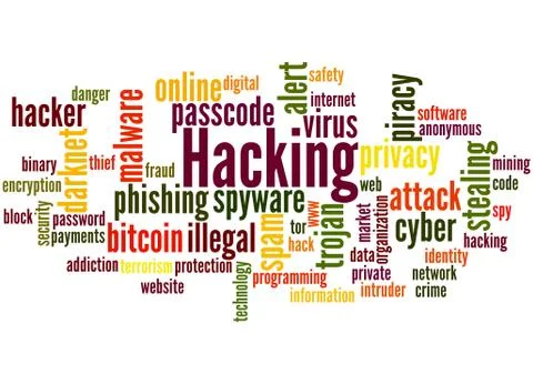 Hacking alert word cloud concept 스톡 일러스트